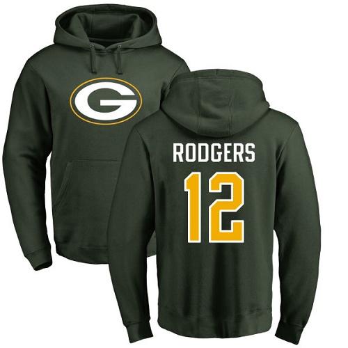 Green Bay Packers Green #12 Rodgers Aaron Name And Number Logo Nike NFL Pullover Hoodie->nfl t-shirts->Sports Accessory